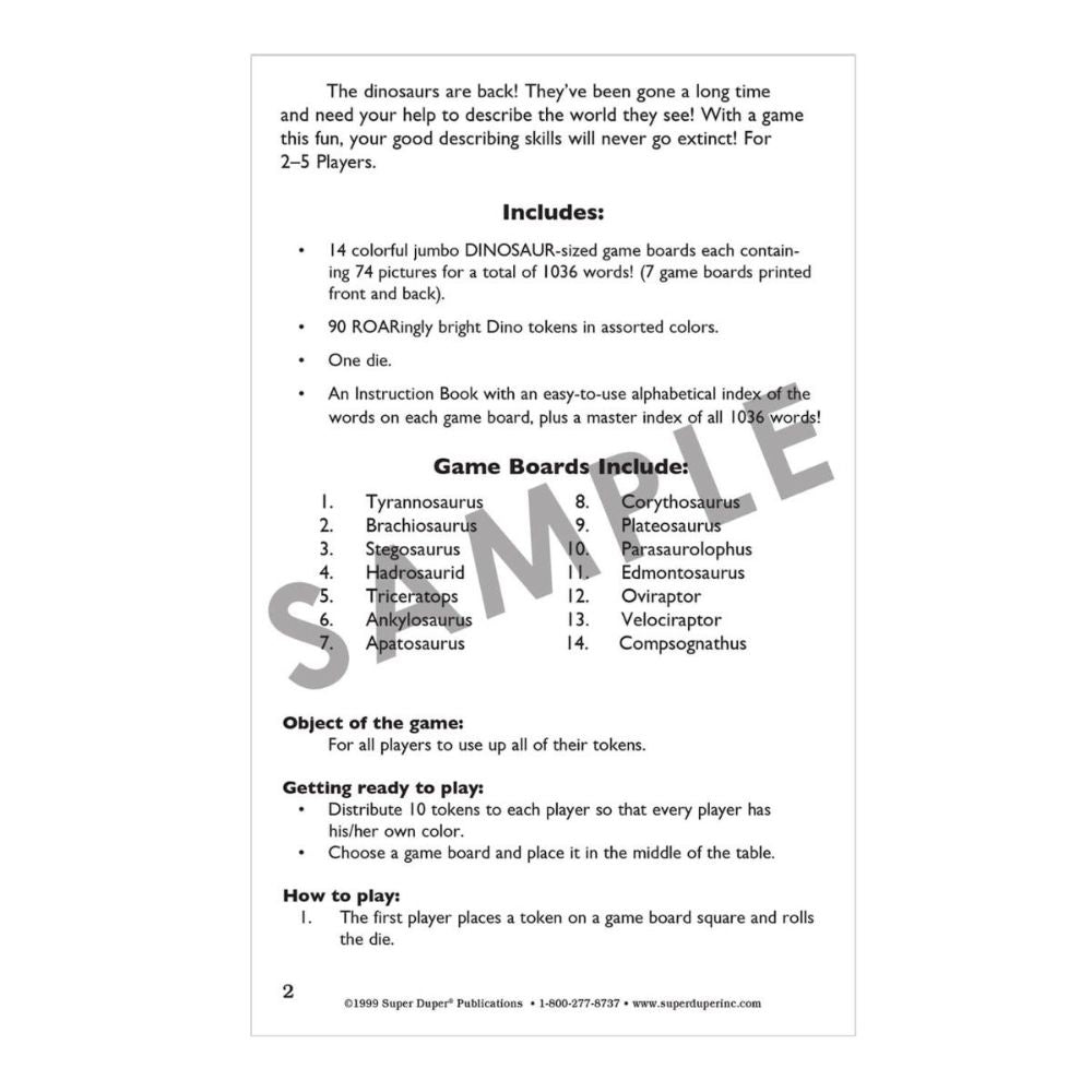 Descripto Dinos™ Vocabulary Game Boards