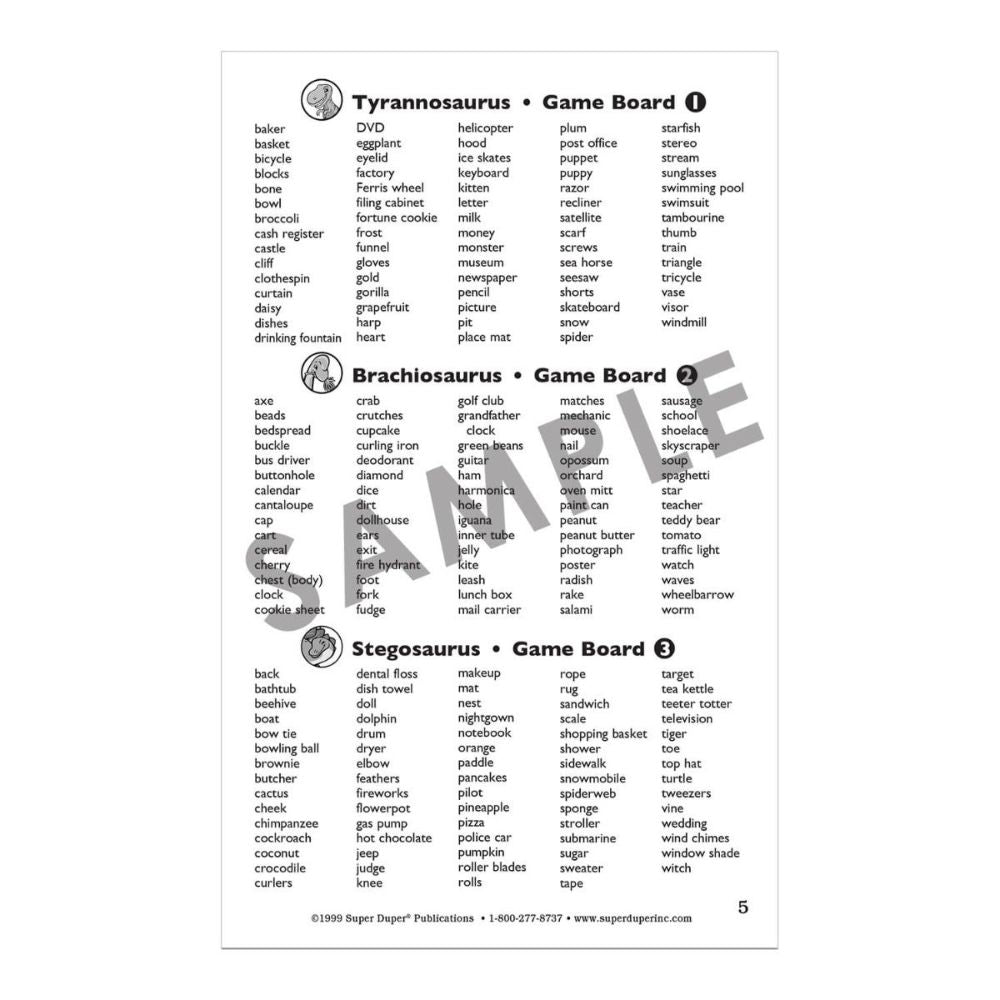 Descripto Dinos™ Vocabulary Game Boards