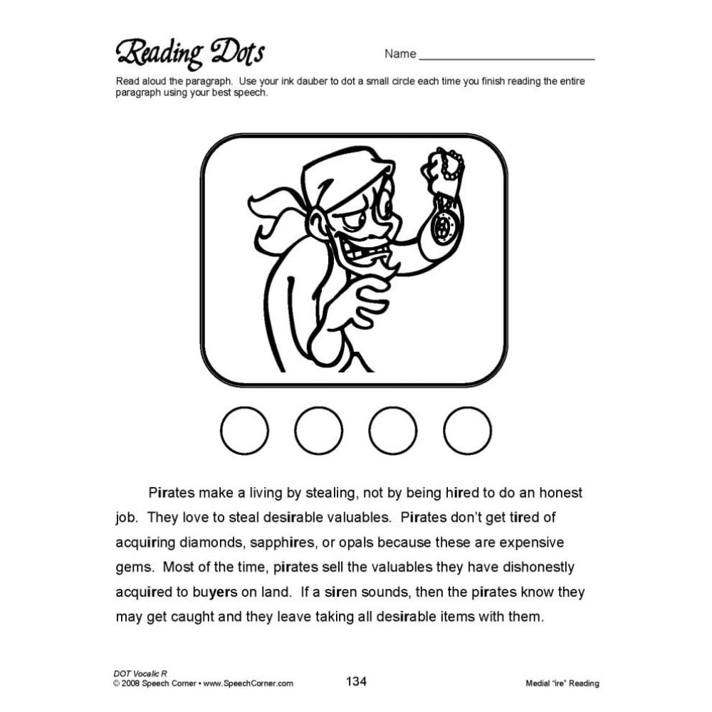 DOT Vocalic R Reading Dots