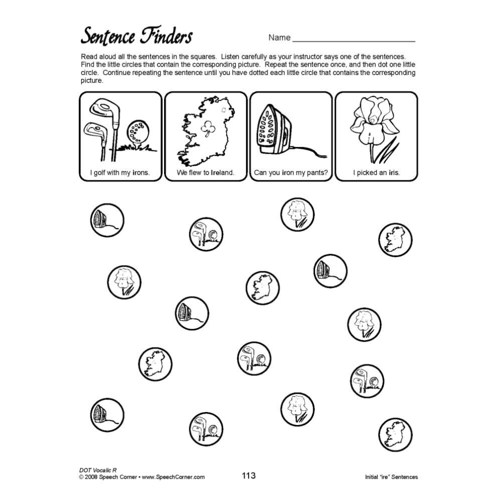 DOT Vocalic R Sentence Finders
