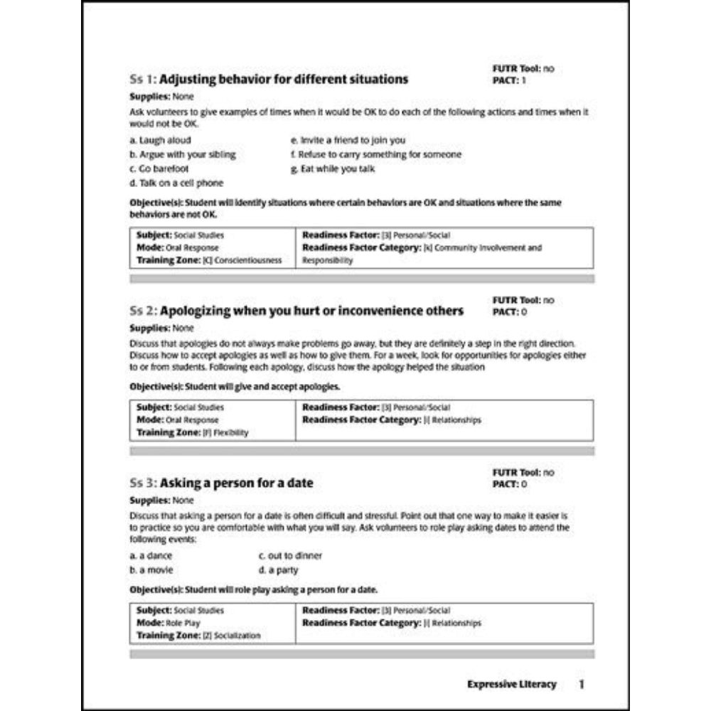 Life Skill Lessons Expressive Literacy worksheet