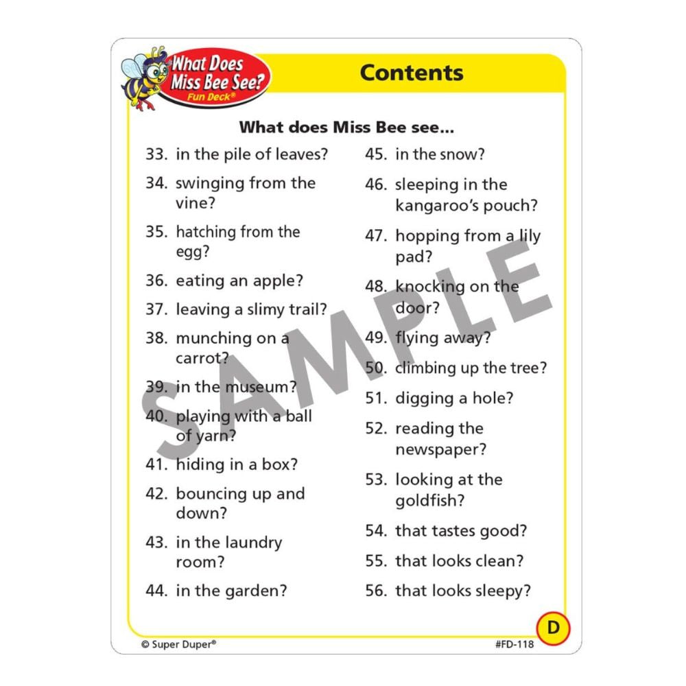 What Does Miss Bee See? Fun Deck®