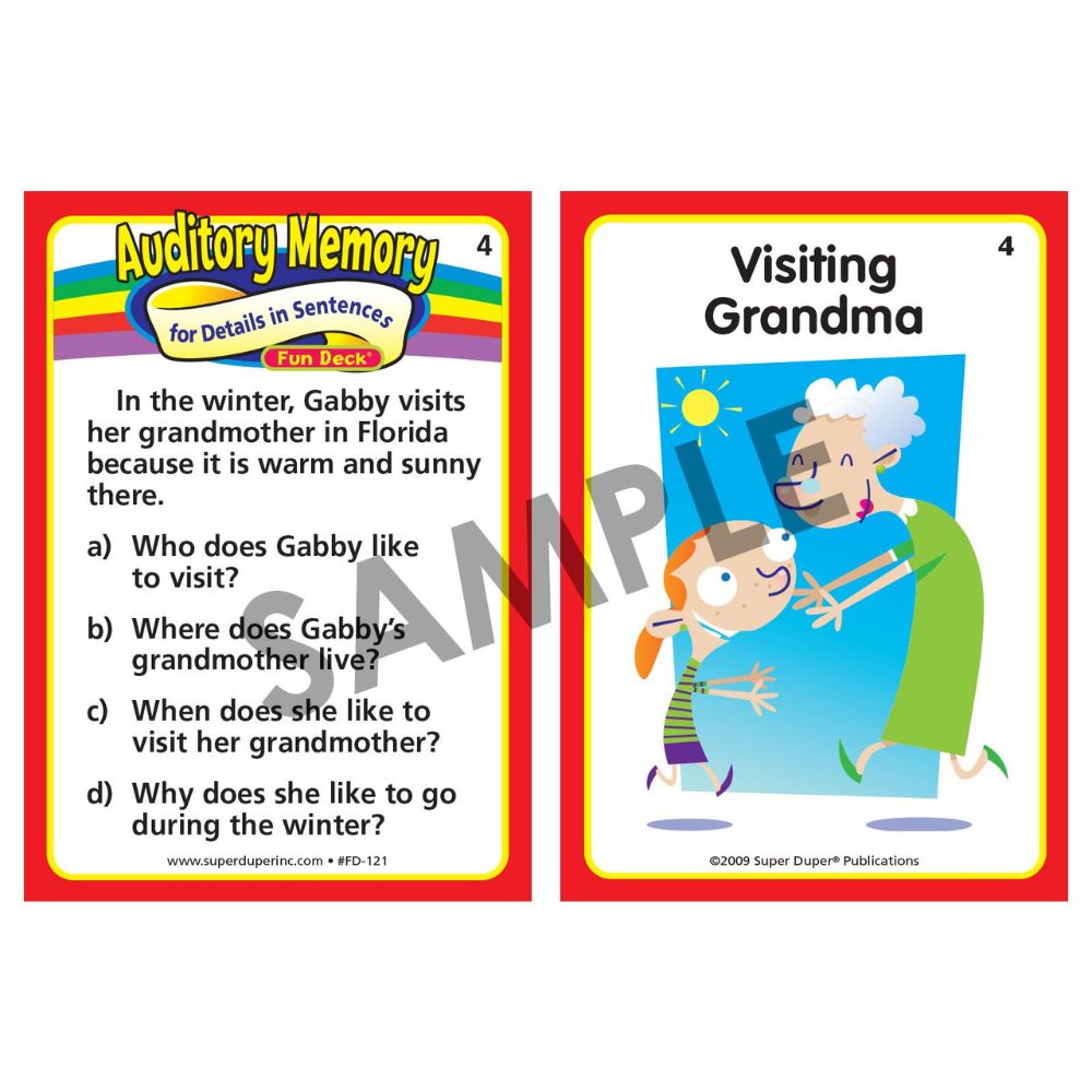 Auditory Memory for Details in Sentences Fun Deck