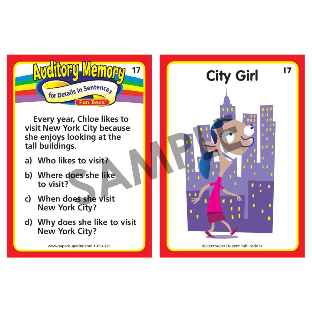 Auditory Memory for Details in Sentences Fun Deck
