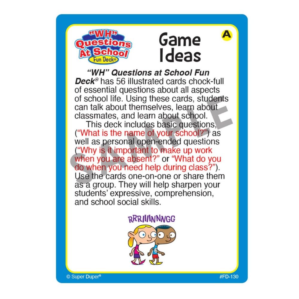 “WH” Questions At School Fun Deck®