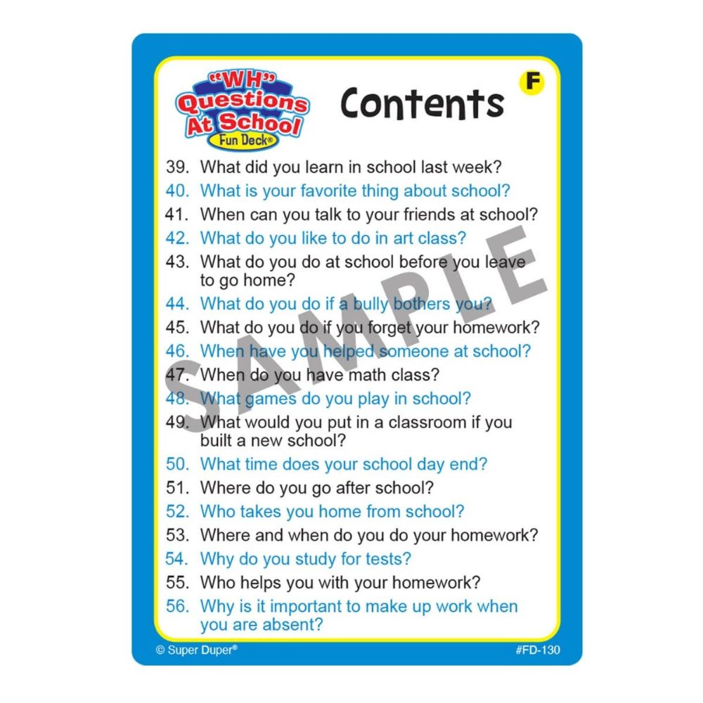 “WH” Questions At School Fun Deck®