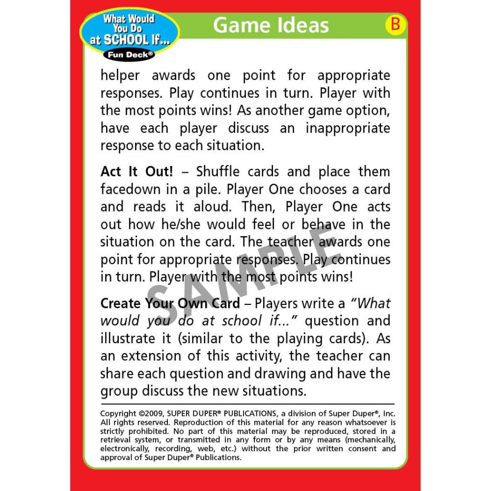 What Would You Do At School If... Fun Deck®