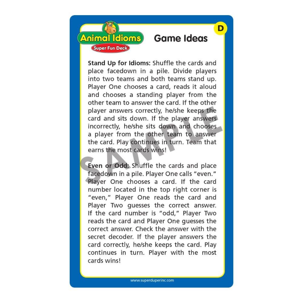 Animal Idioms Super Fun Deck