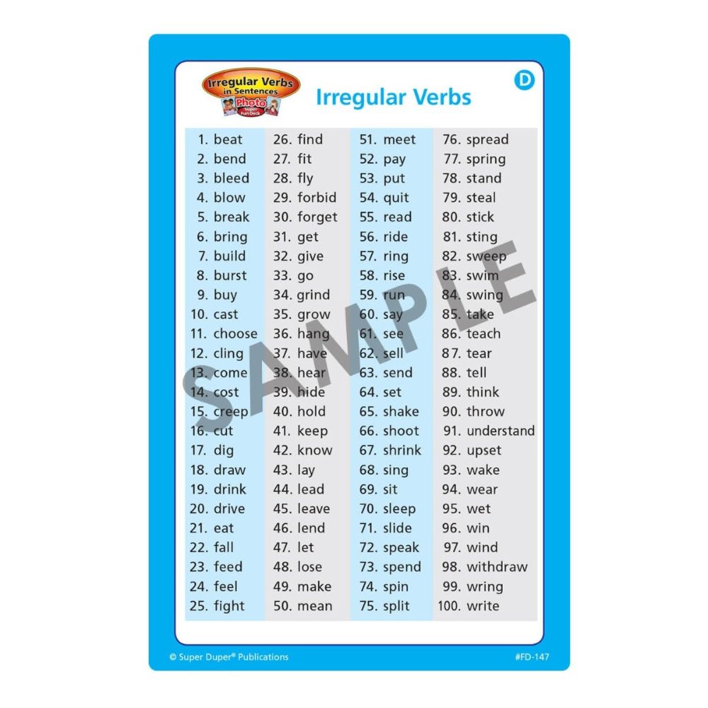 Irregular Verbs in Sentences Photo Super Fun Deck®