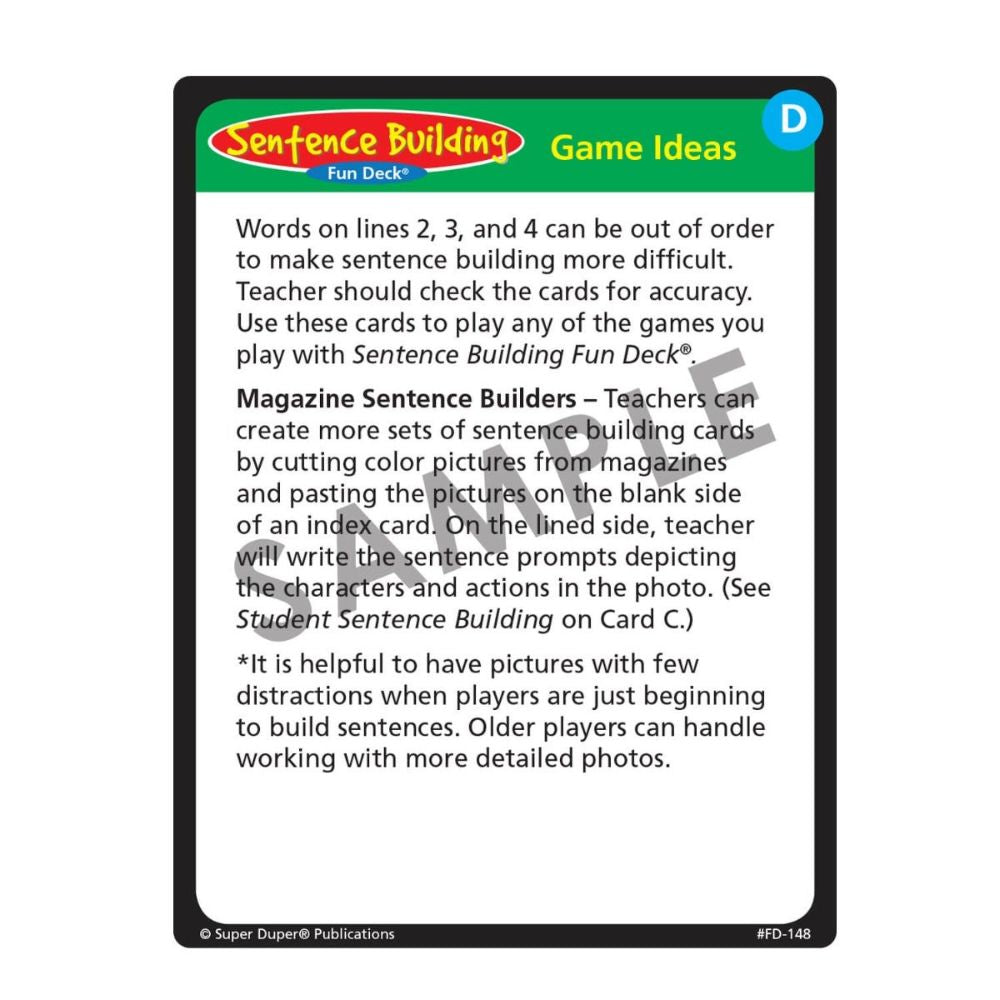 Sentence Building Fun Deck®