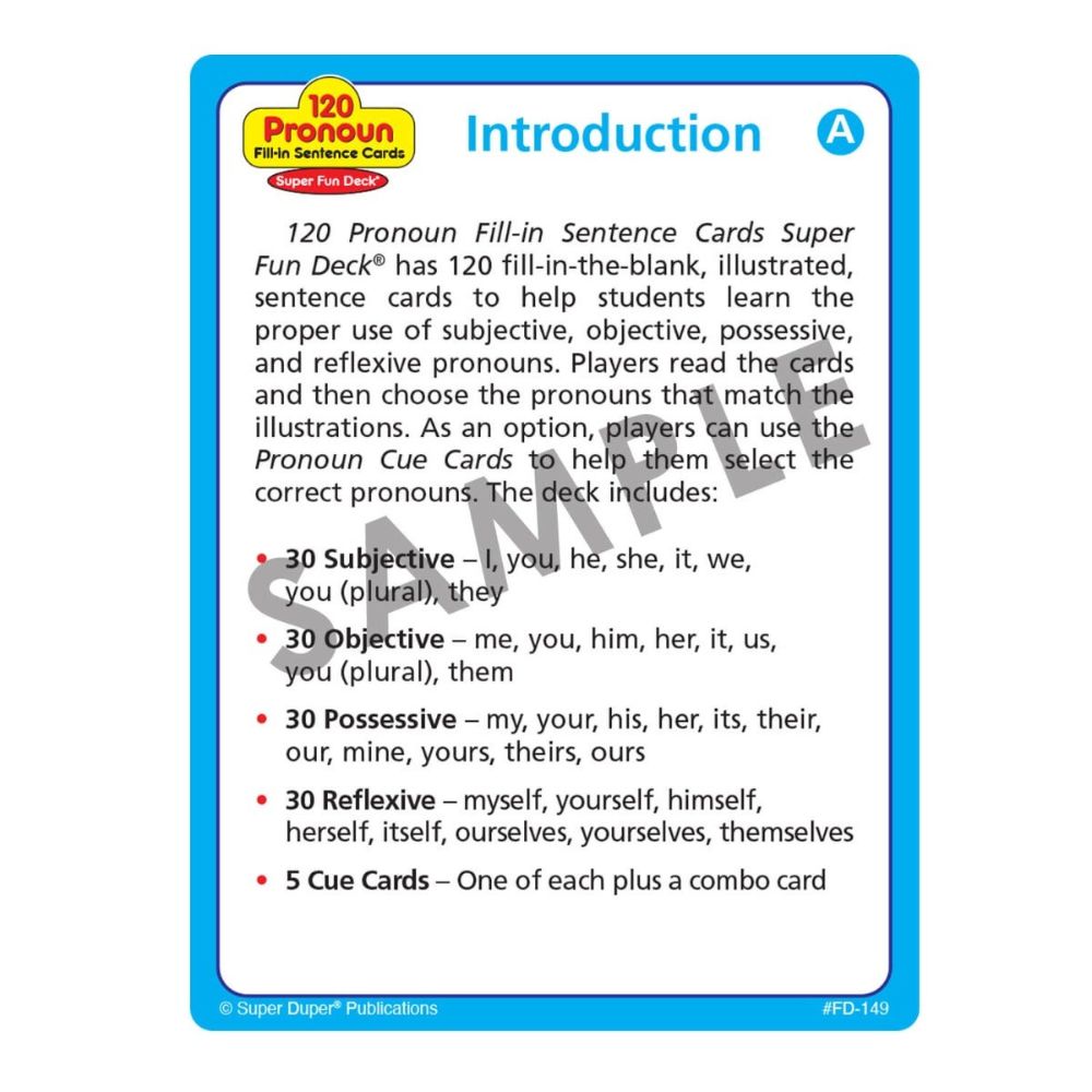 120 Pronoun Fill-in Sentence Cards