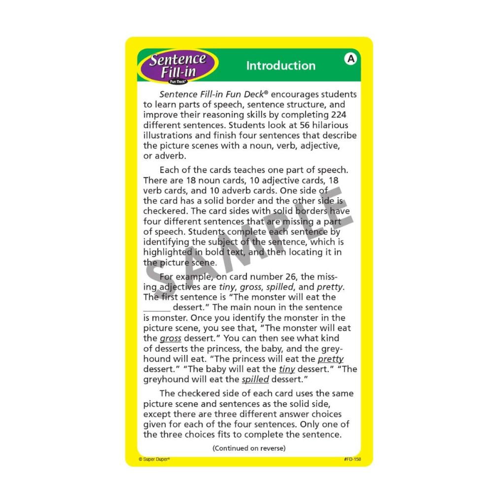 Sentence Fill-In Fun Deck®