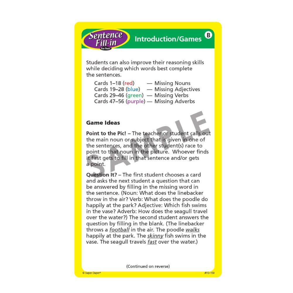 Sentence Fill-In Fun Deck®
