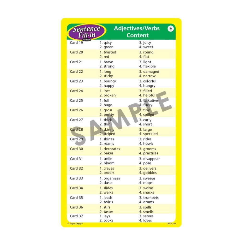 Sentence Fill-In Fun Deck®