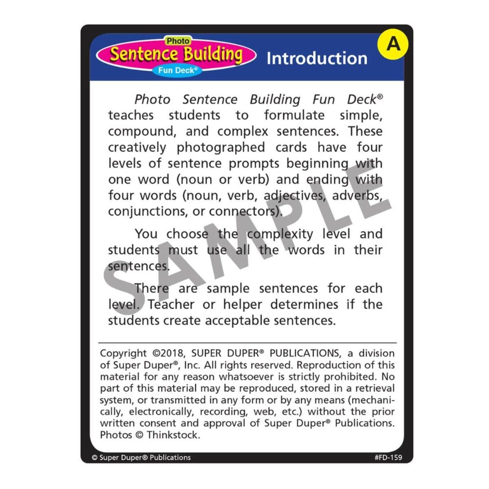 Photo Sentence Building Fun Deck®