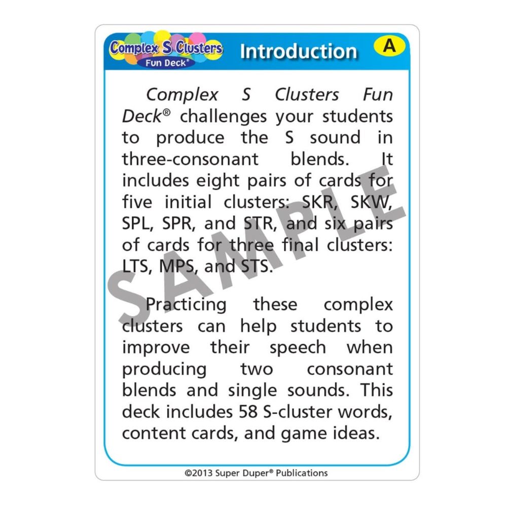 Complex S Clusters Fun Deck
