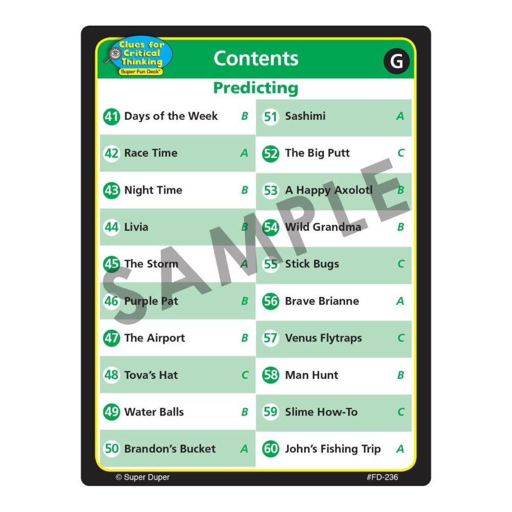 Clues For Critical Thinking Super Fun Deck