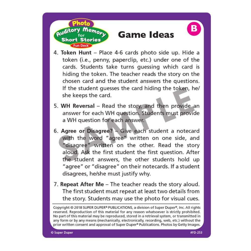 Photo Auditory Memory for Short Stories Fun Deck®