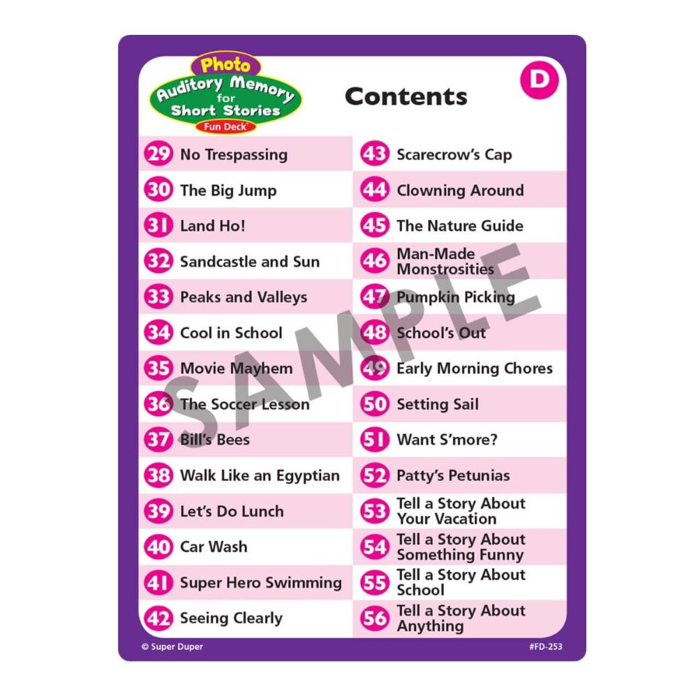 Photo Auditory Memory for Short Stories Fun Deck®