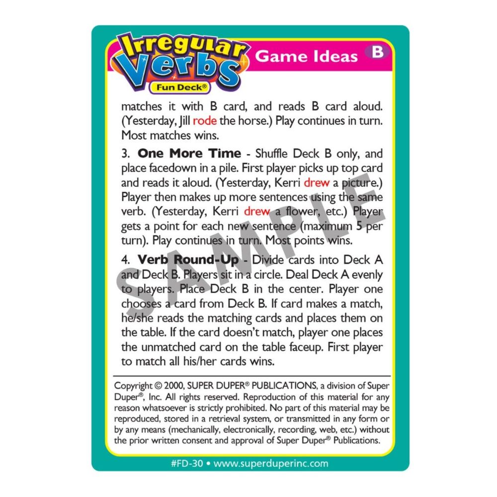 Irregular Verbs Fun Deck®