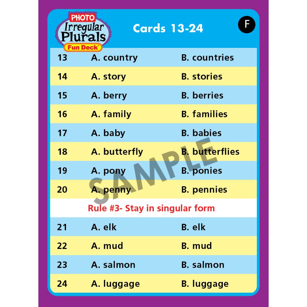 Photo Irregular Plurals Photos Fun Deck®