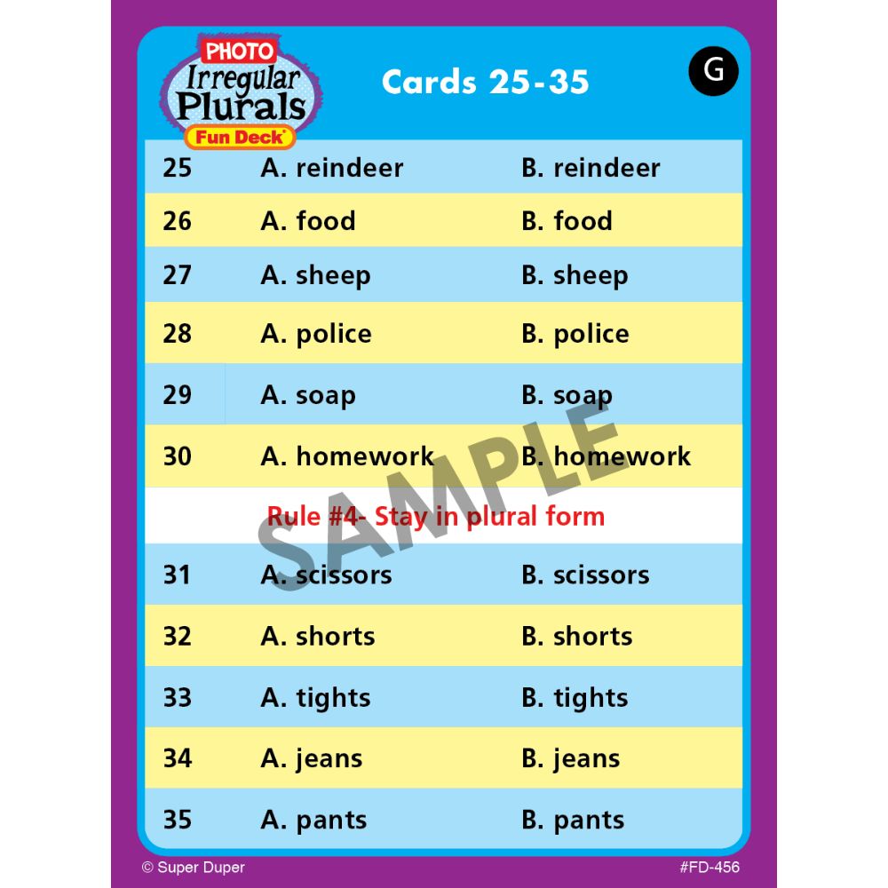 Photo Irregular Plurals Photos Fun Deck®