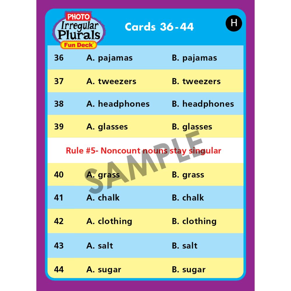 Photo Irregular Plurals Photos Fun Deck®