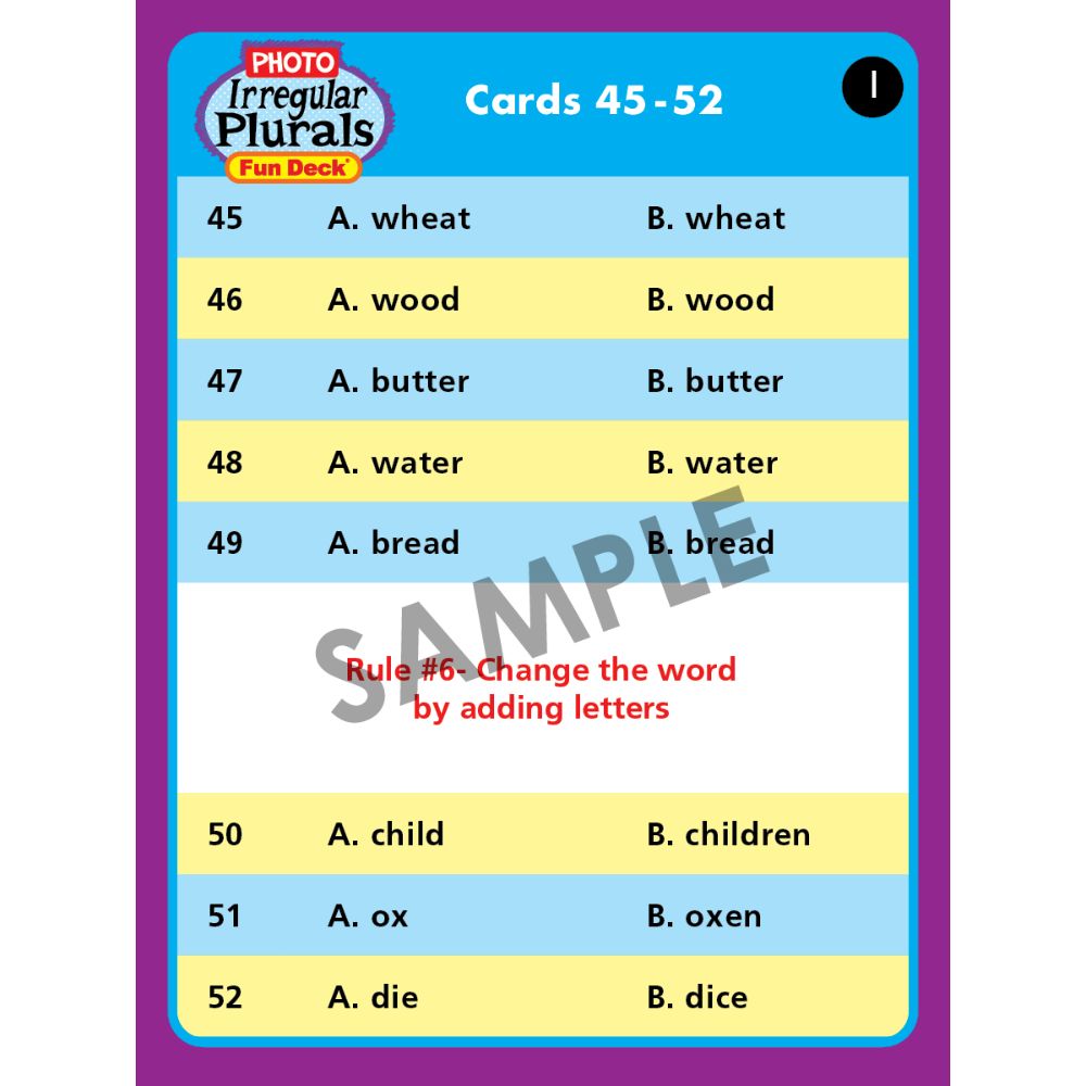 Photo Irregular Plurals Photos Fun Deck®