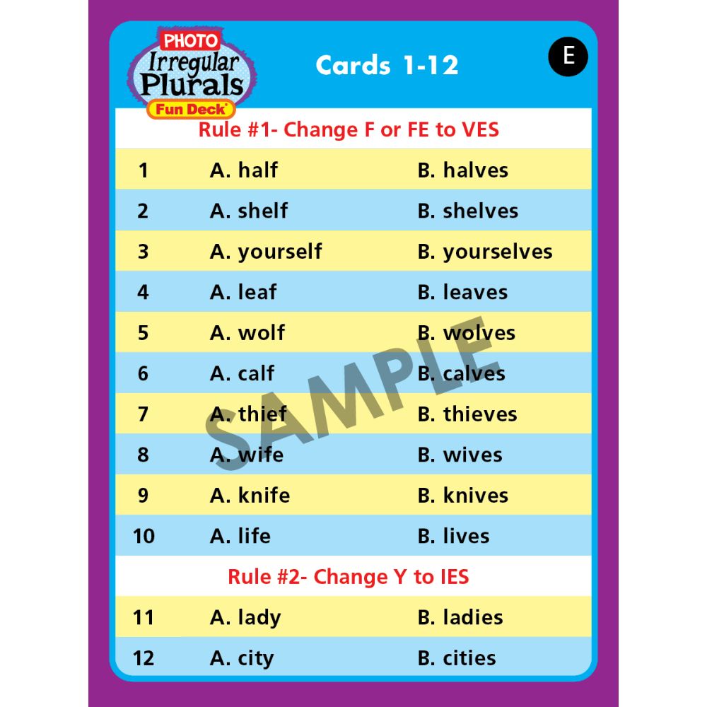Photo Irregular Plurals Photos Fun Deck®