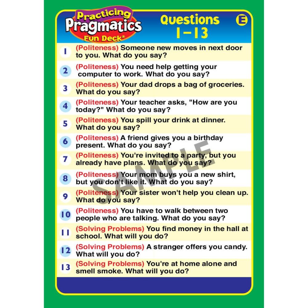 Practicing Pragmatics Fun Deck®