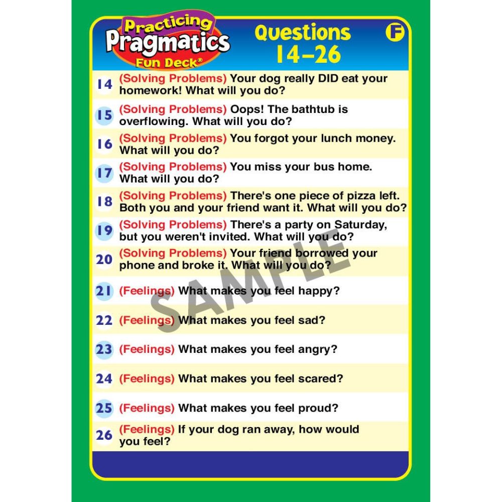 Practicing Pragmatics Fun Deck®