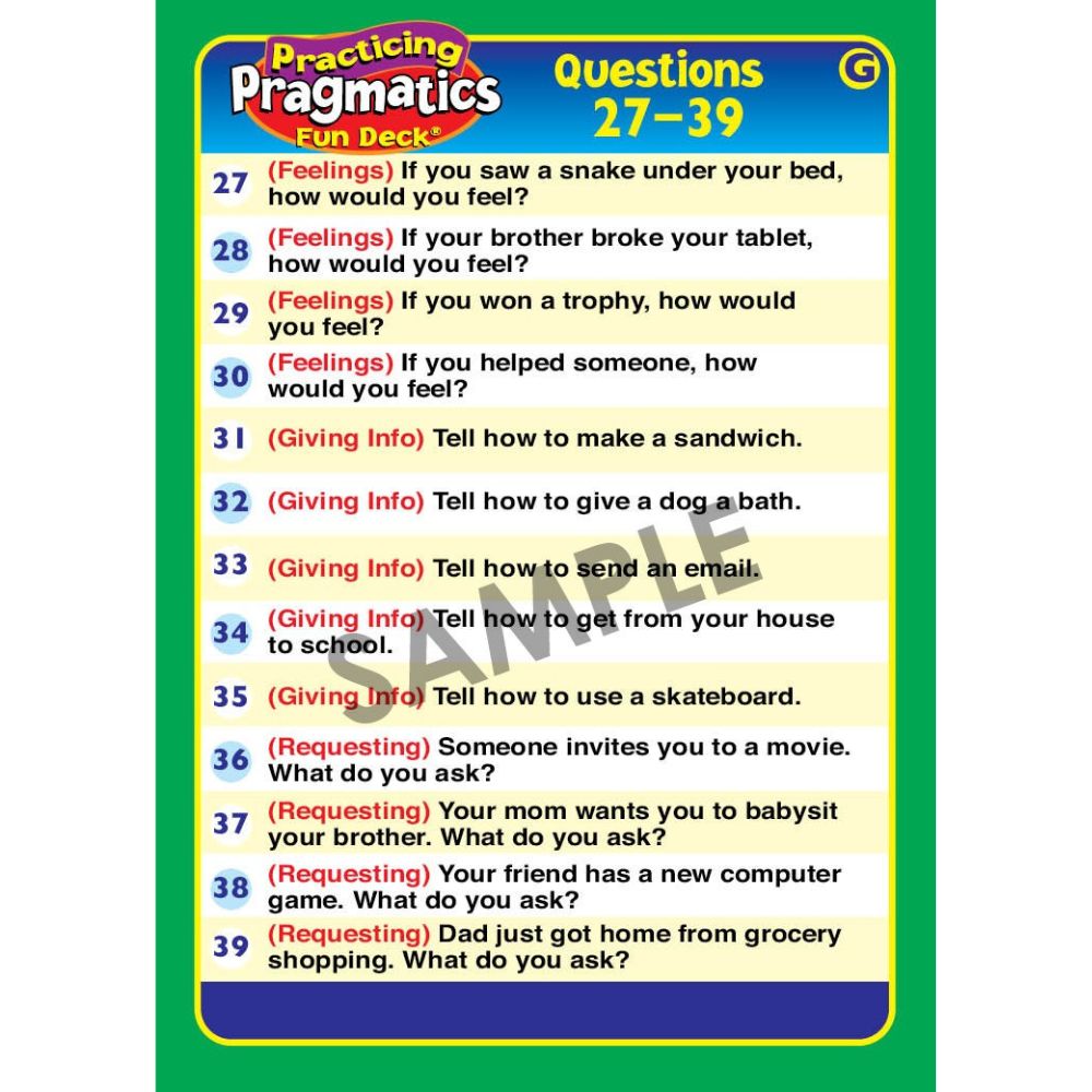 Practicing Pragmatics Fun Deck®