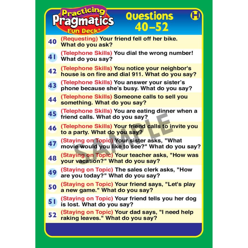 Practicing Pragmatics Fun Deck®