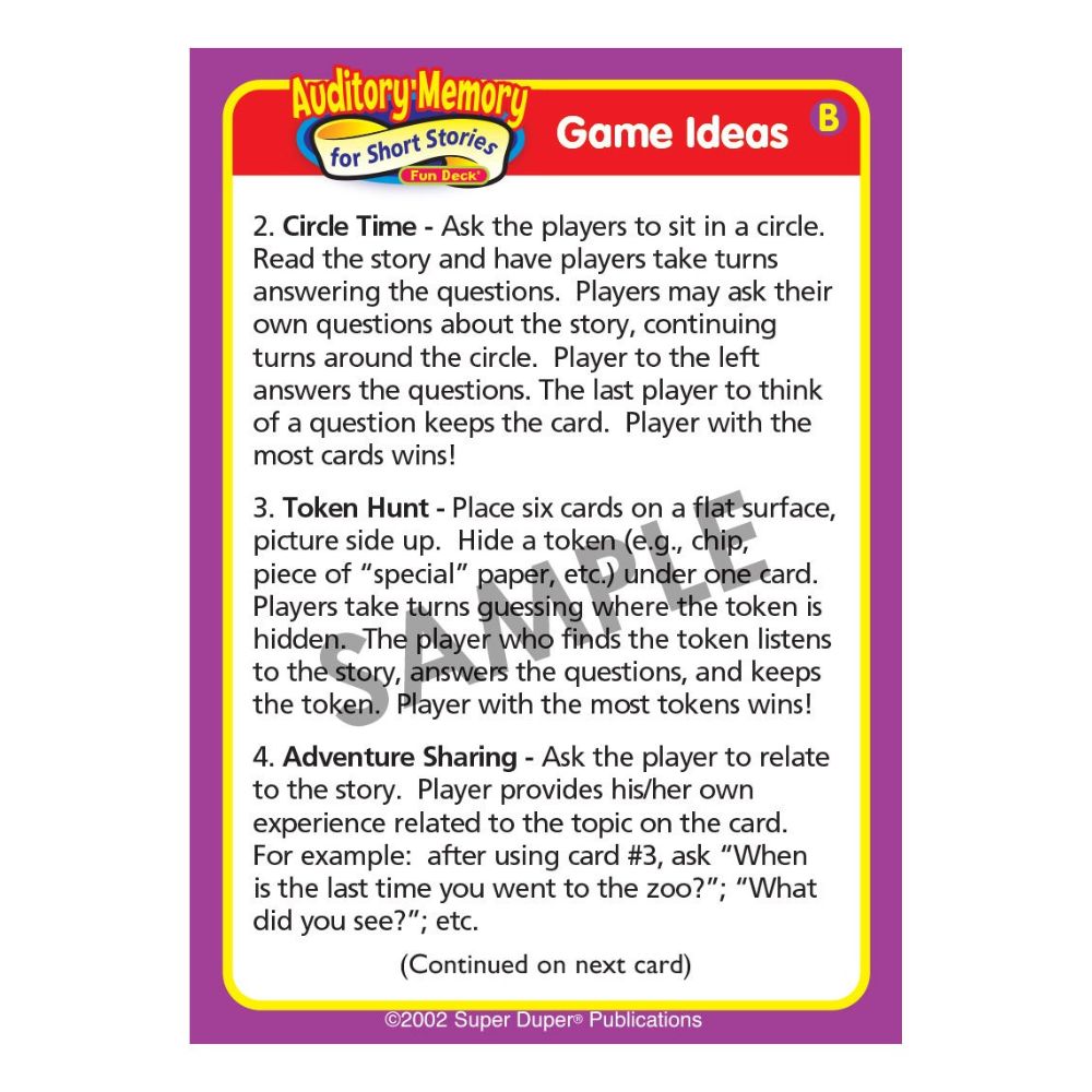 Auditory Memory For Short Stories Fun Deck