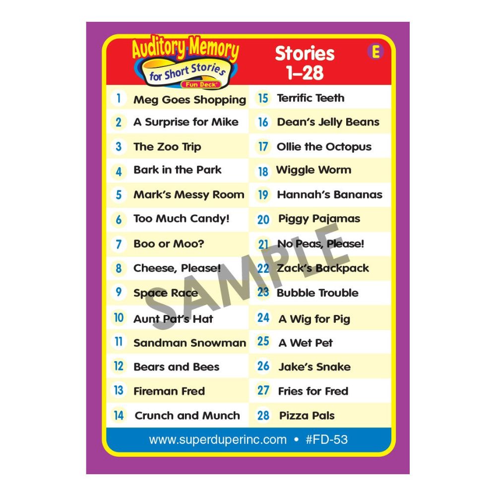 Auditory Memory For Short Stories Fun Deck