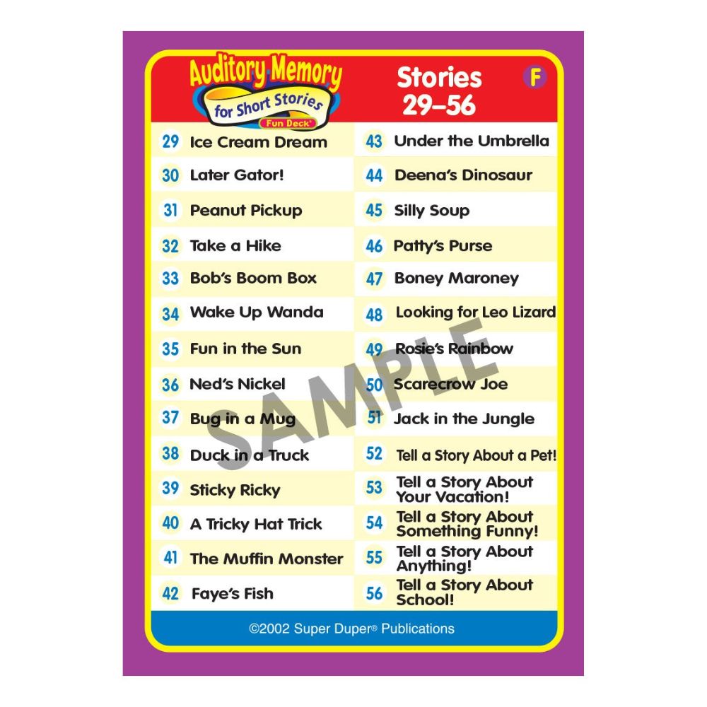 Auditory Memory For Short Stories Fun Deck