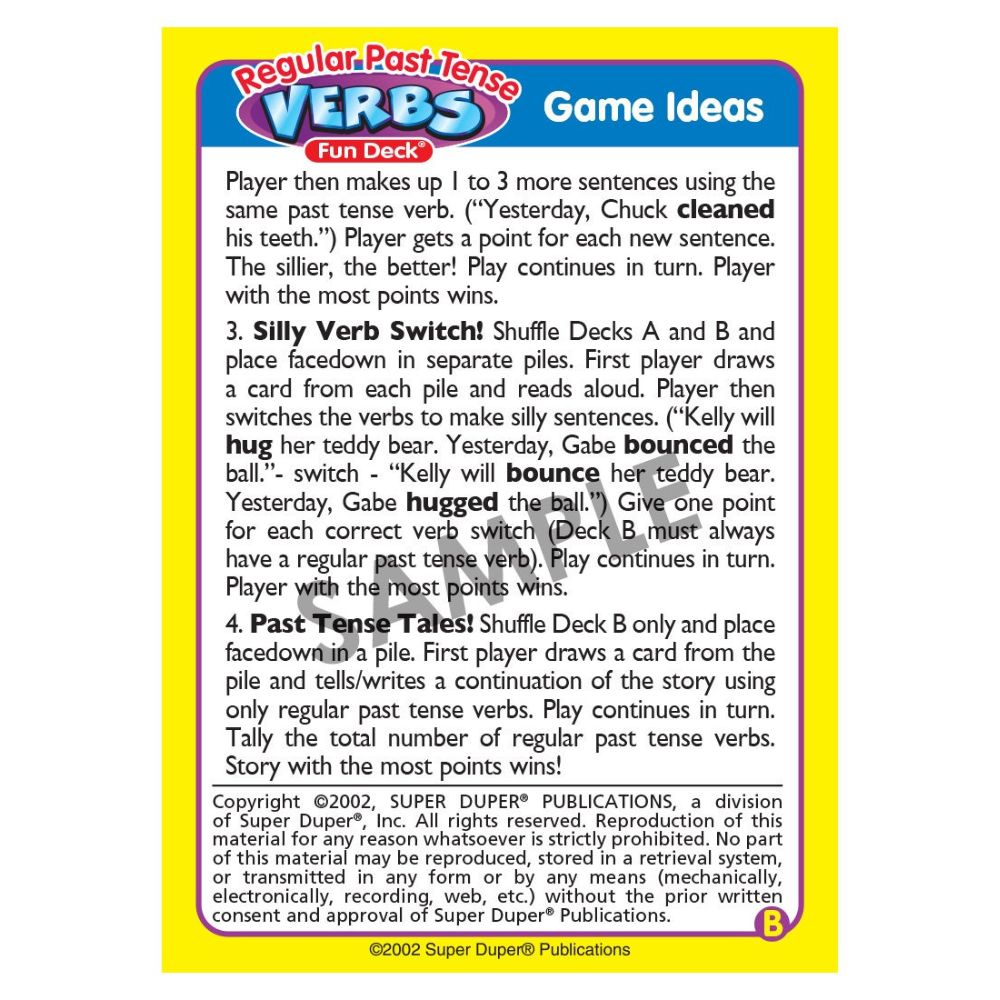 Regular Past Tense Verbs Fun Deck®