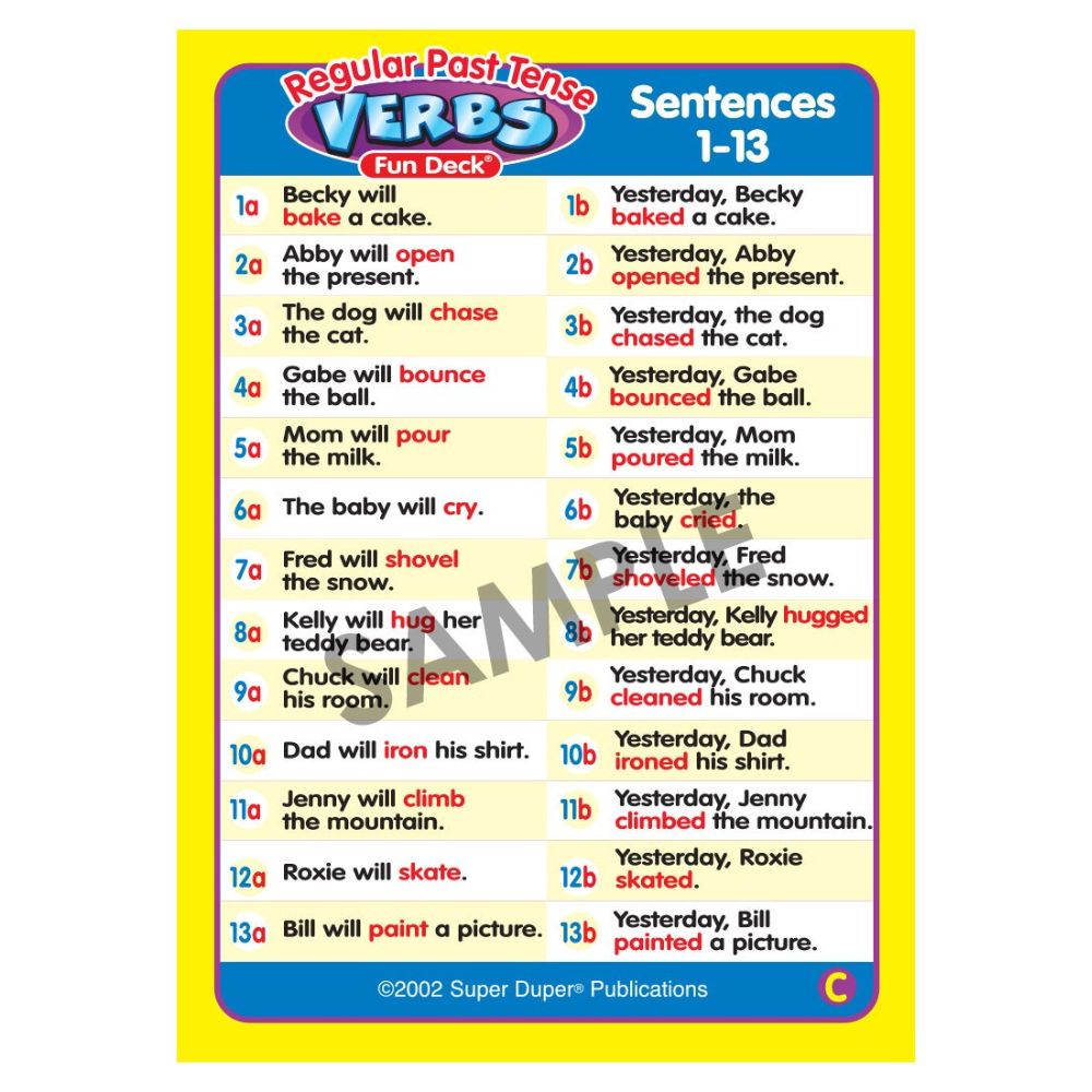 Regular Past Tense Verbs Fun Deck®
