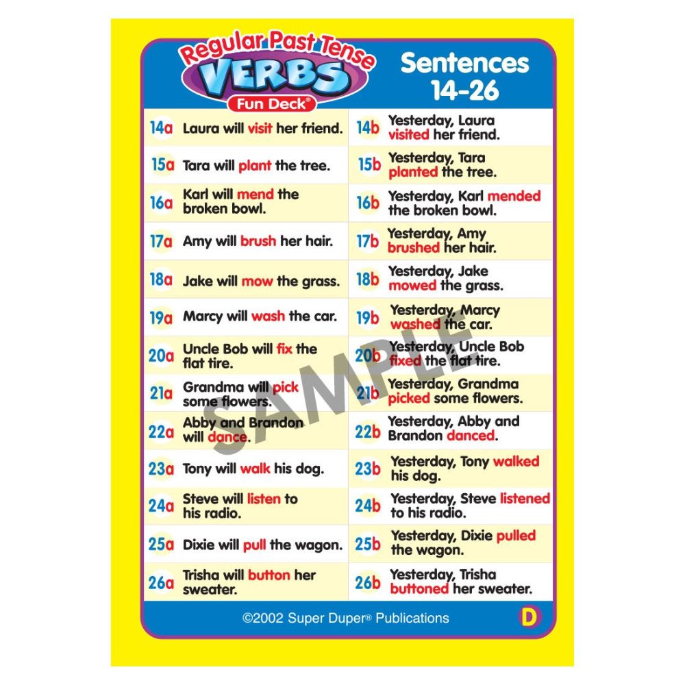 Regular Past Tense Verbs Fun Deck®