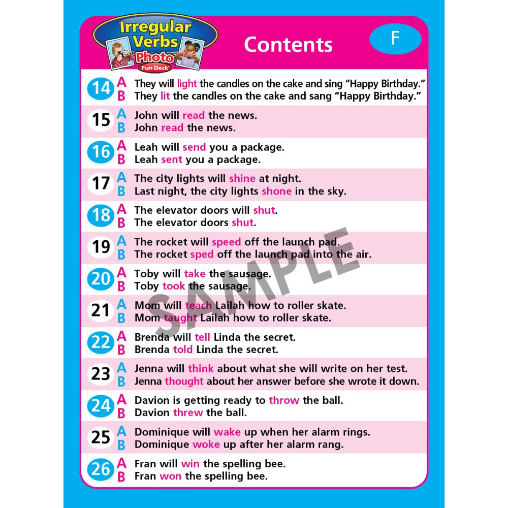 Photo Irregular Verbs Fun Deck®