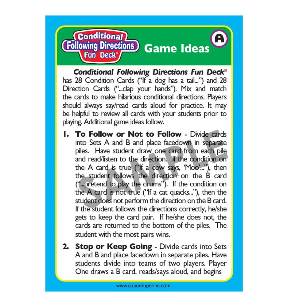 Conditional Following Directions Fun Deck