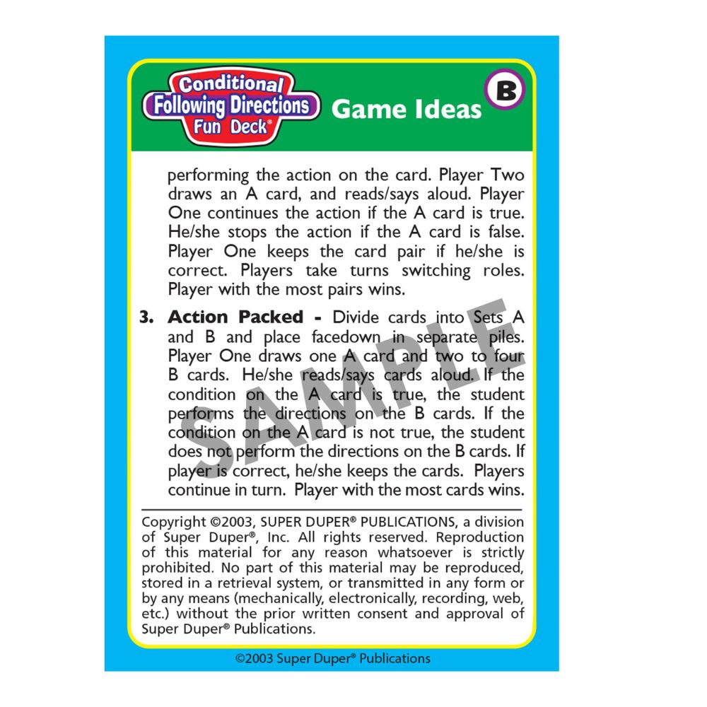 Conditional Following Directions Fun Deck
