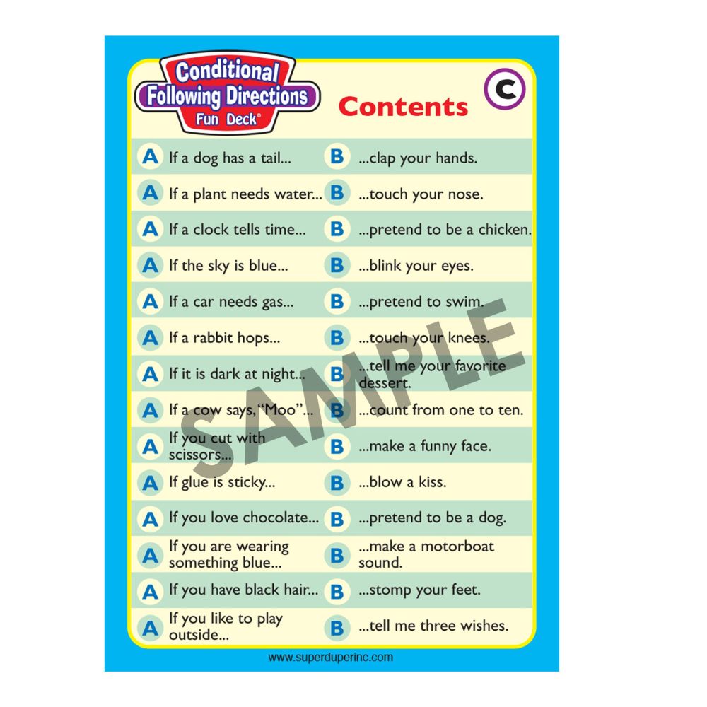Conditional Following Directions Fun Deck
