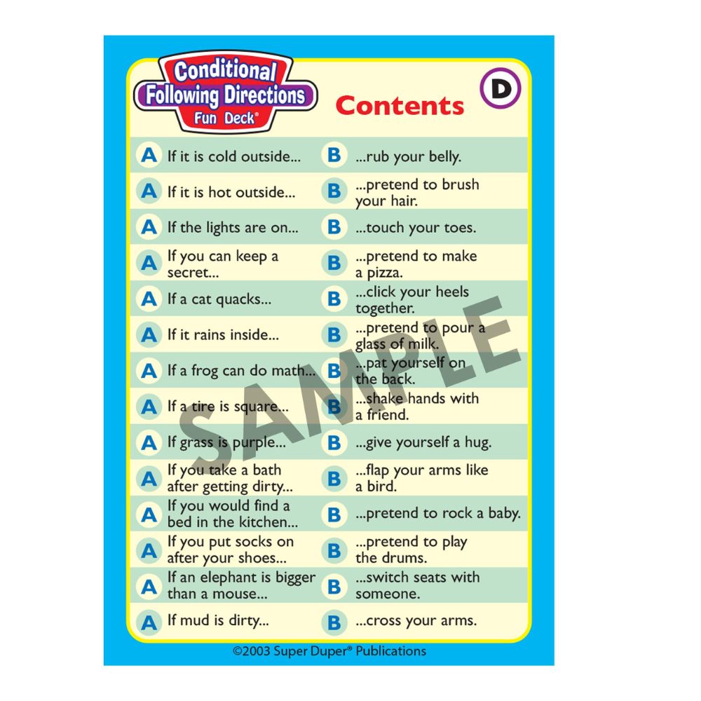 Conditional Following Directions Fun Deck