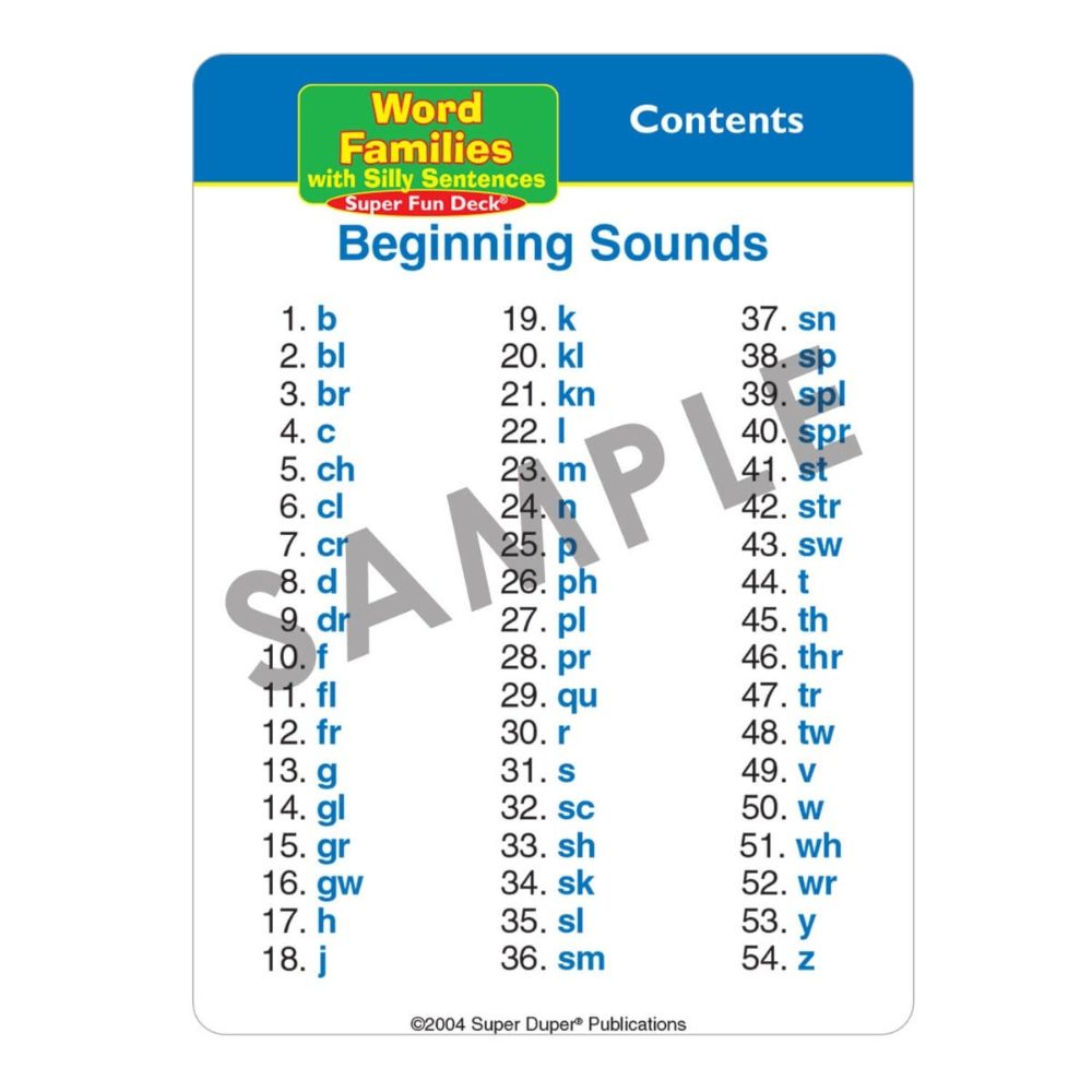Word Families With Silly Sentences Super Fun Deck®