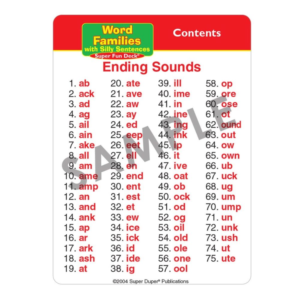 Word Families With Silly Sentences Super Fun Deck®