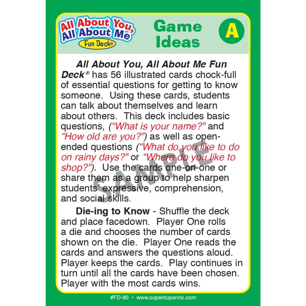 All About You, All About Me Fun Deck