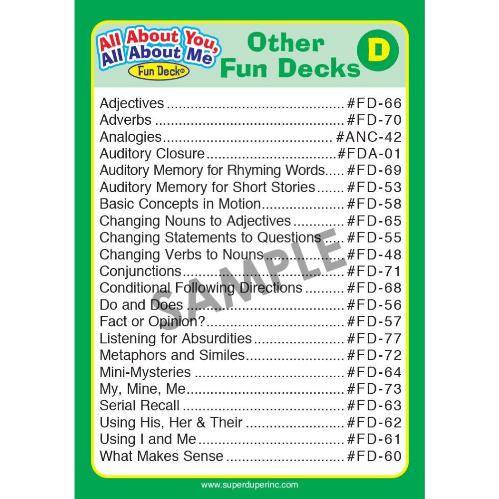 All About You, All About Me Fun Deck