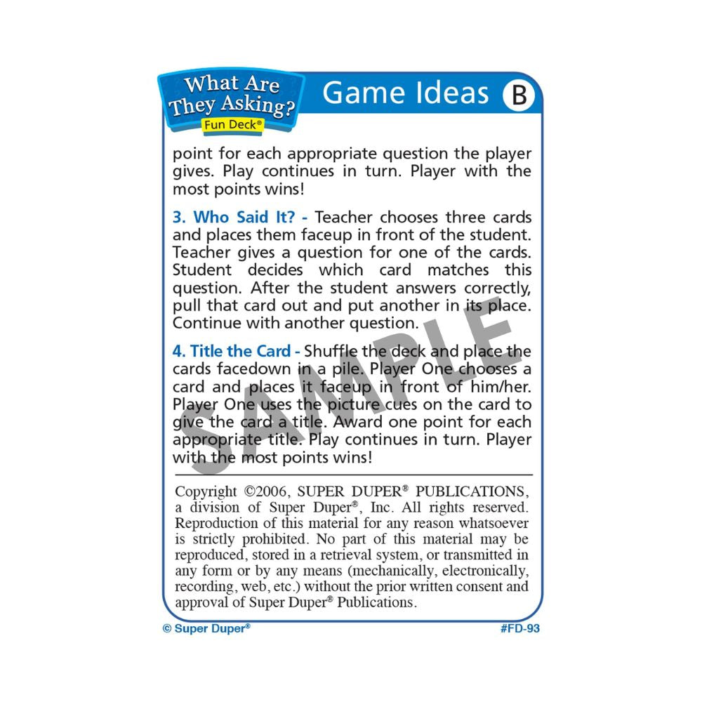What Are They Asking? Fun Deck®