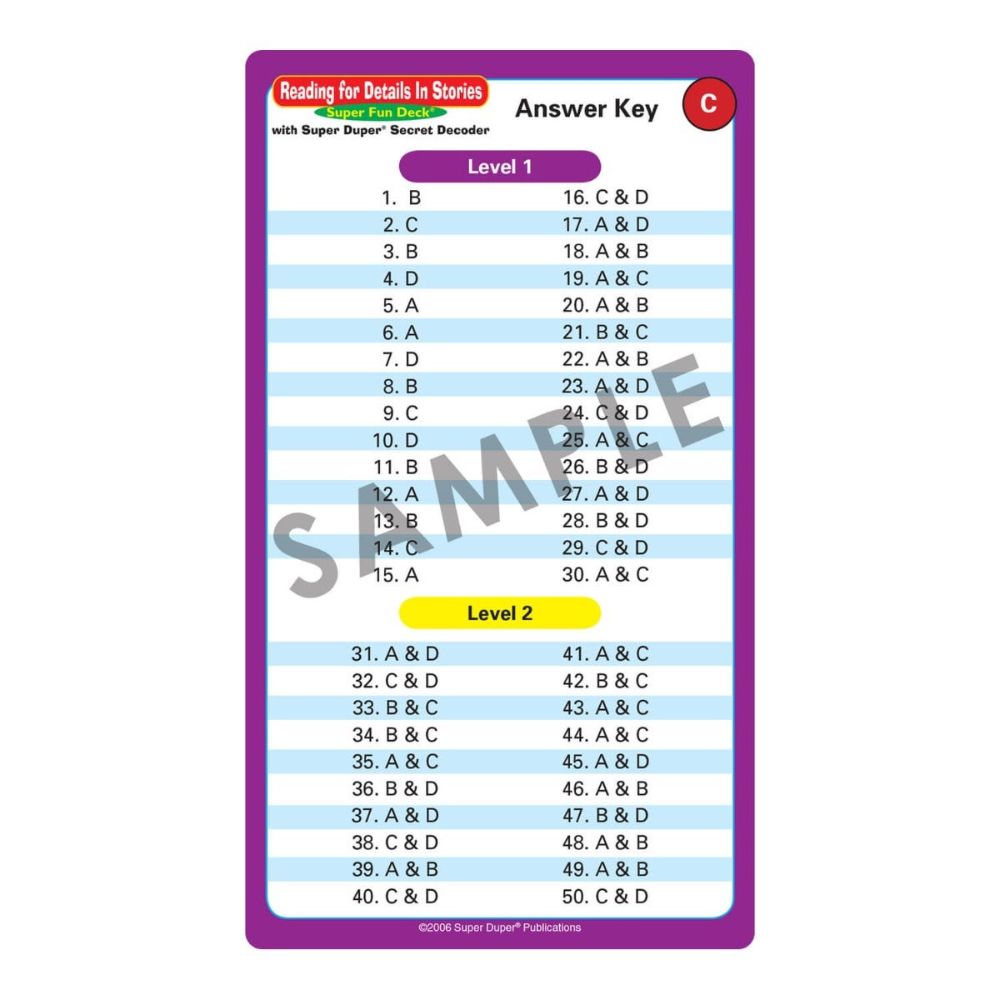 Reading For Details In Stories Fun Deck®